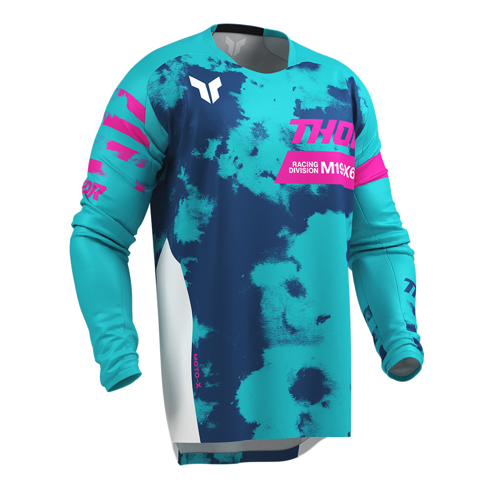 THOR MX JERSEY LAUNCHMODE BLEACH WHITE/AQUA