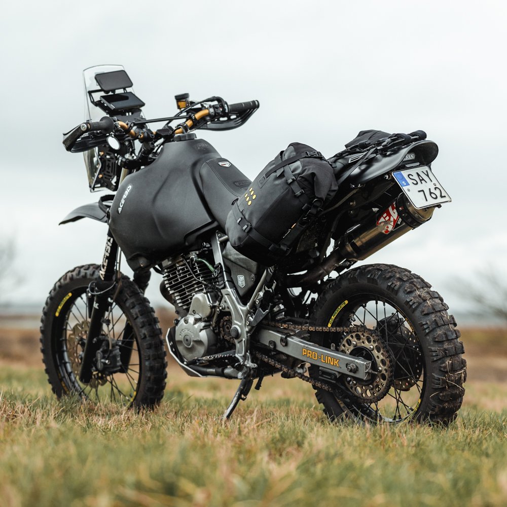 Bike fitted with the Kreiga OS-BASE and OS-Adventure Packs