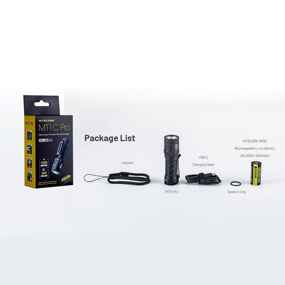 NITECORE MT1C PRO 1000 LUMEN IP68 EDC TORCH 505 YARDS THROW