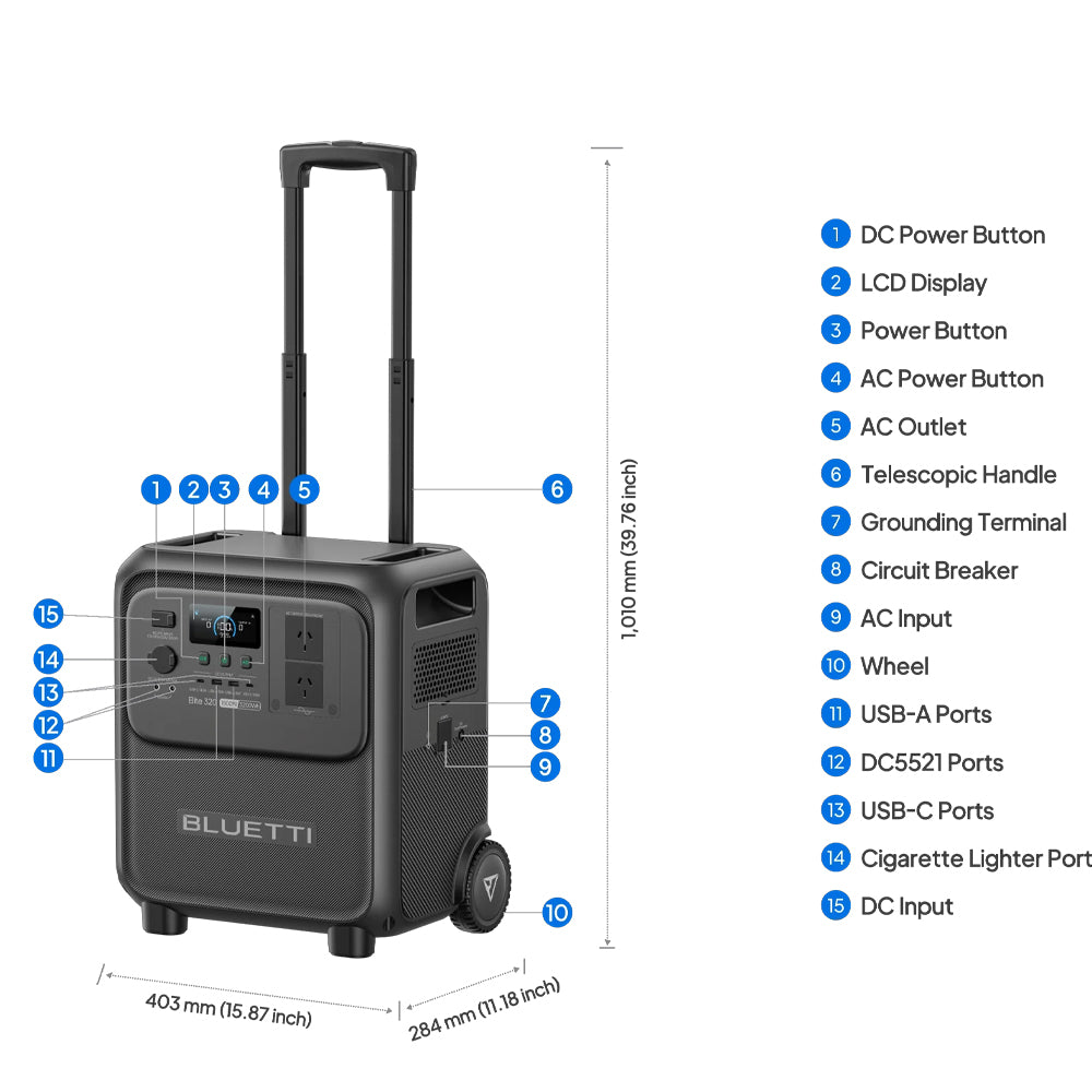 BLUETTI ELITE320 PORTABLE POWER STATION | 1800W 3200WH