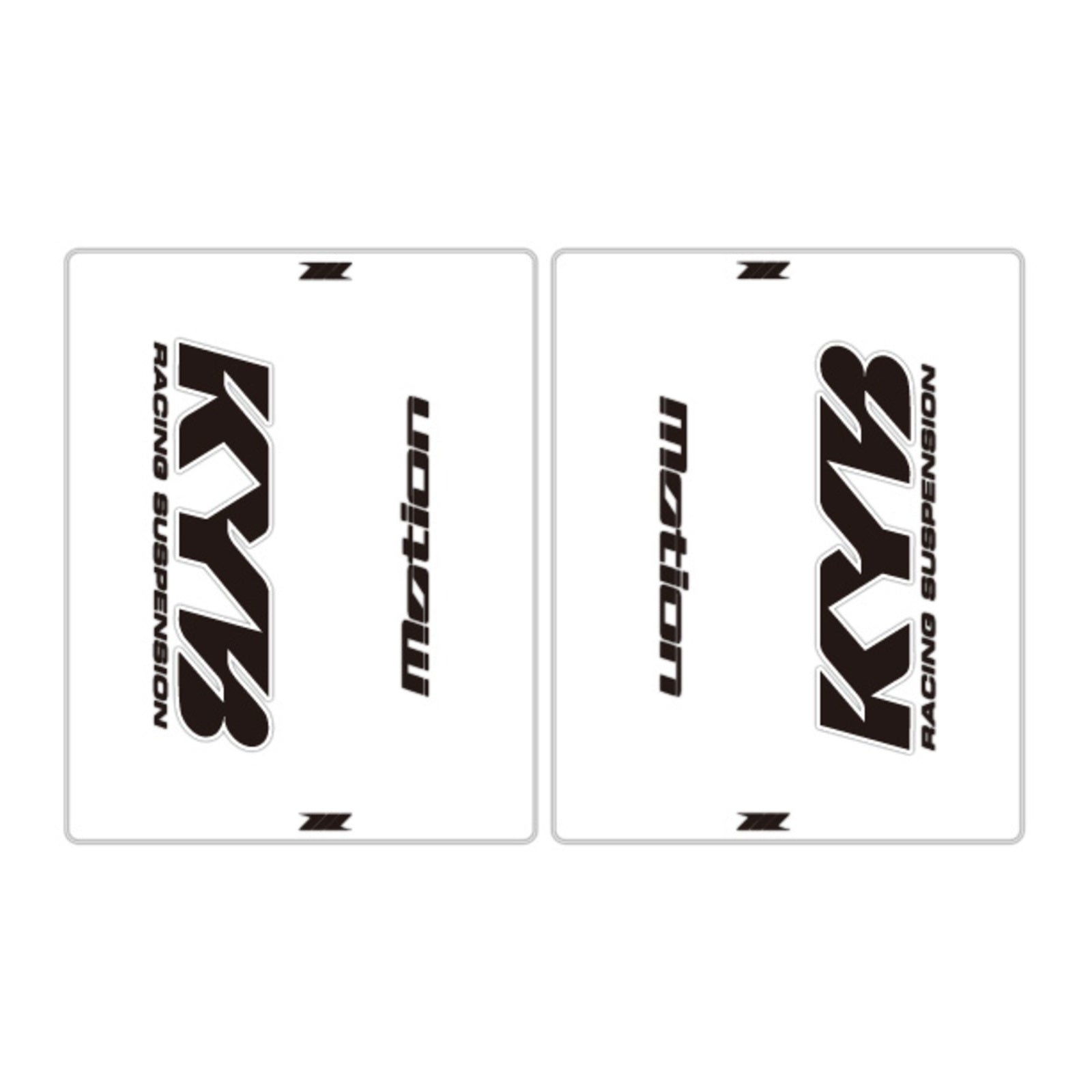 DRC Motion Front Fork Outer Decals - KYB14 (Clear / Black / White)