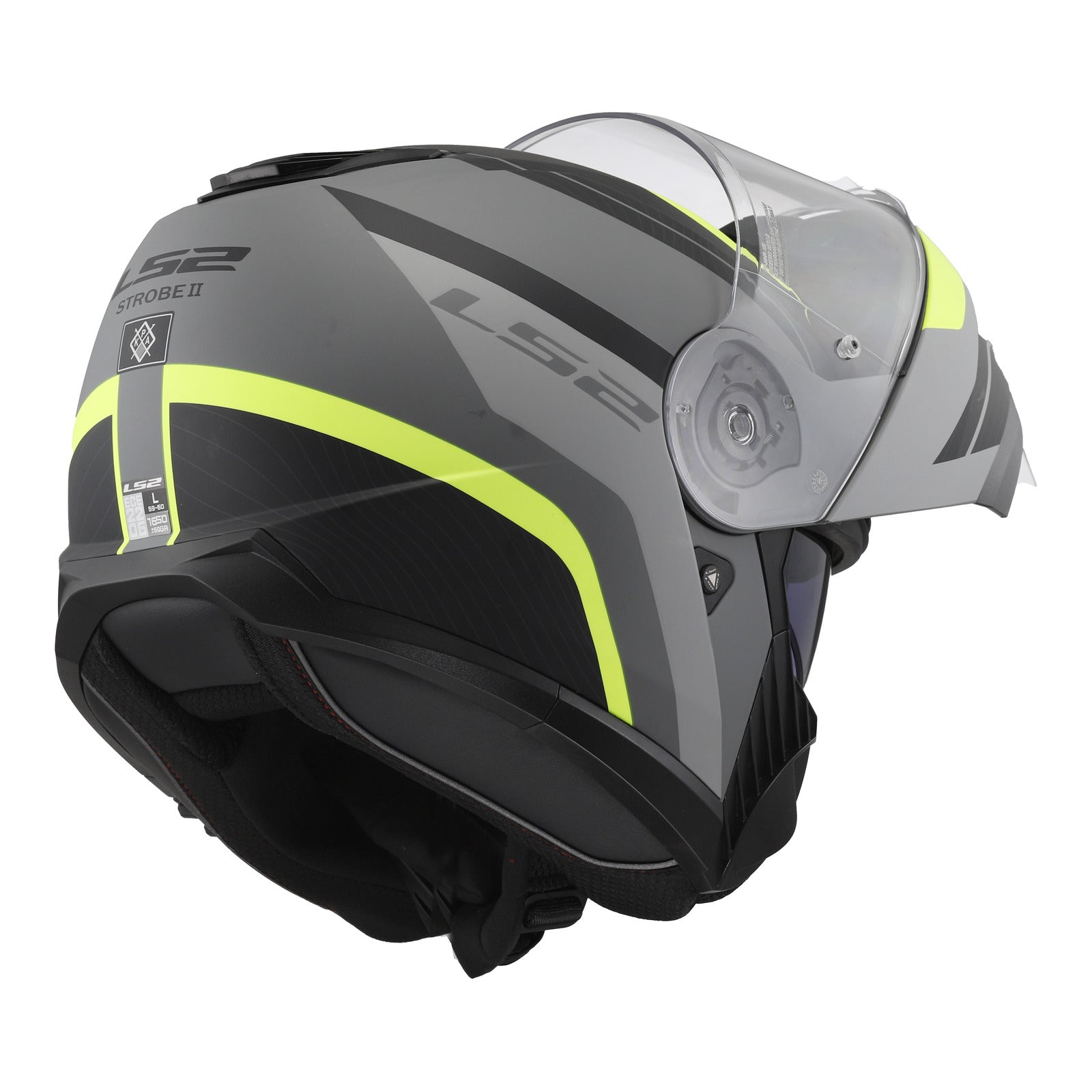 LS2 FF908 Strobe II Monza Flip Front Helmets - Matte Black / Hi-Vis Yellow 06