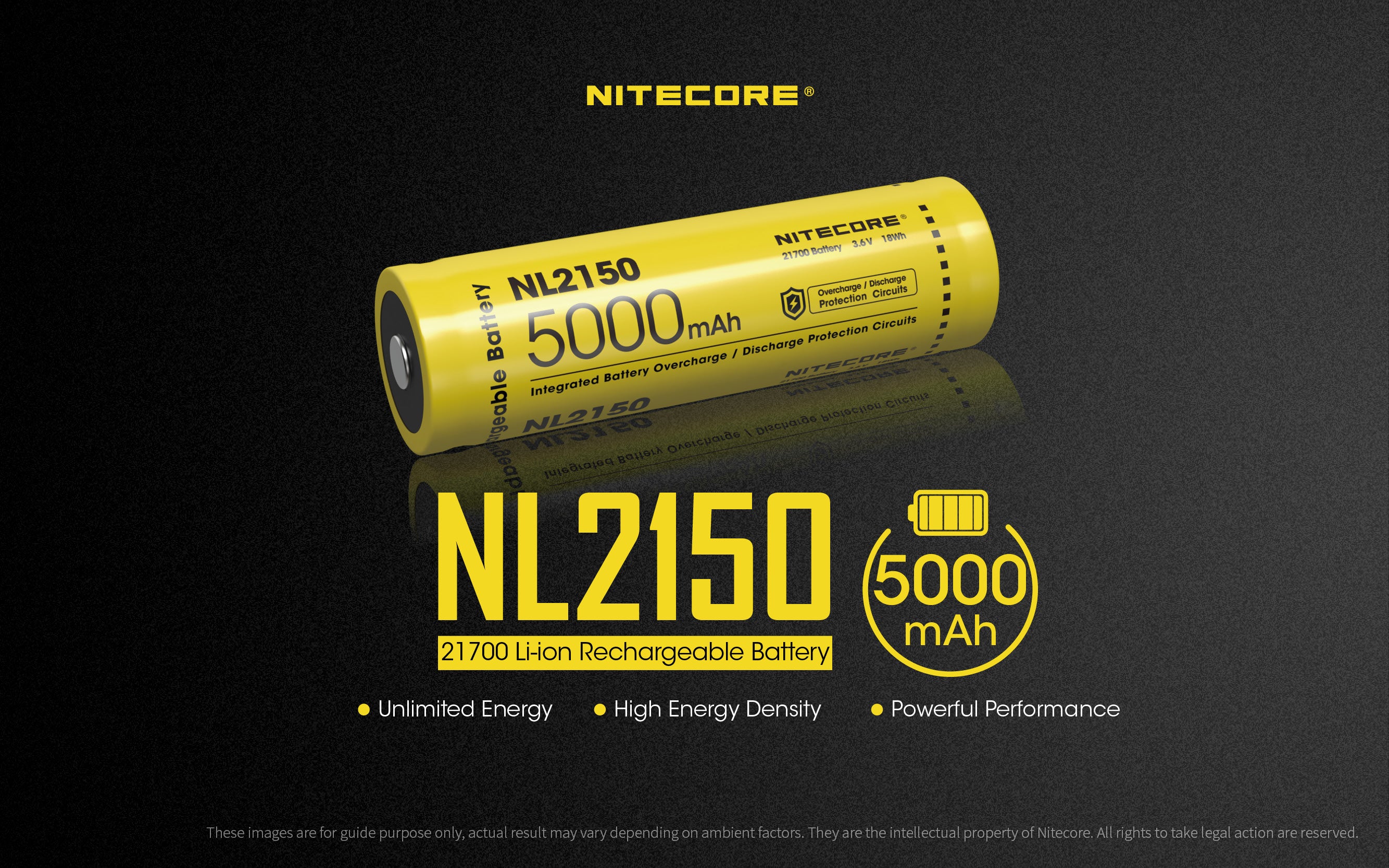 NITECORE 5000MAH RECHARGEABLE 21700 LI-ION BATTERY