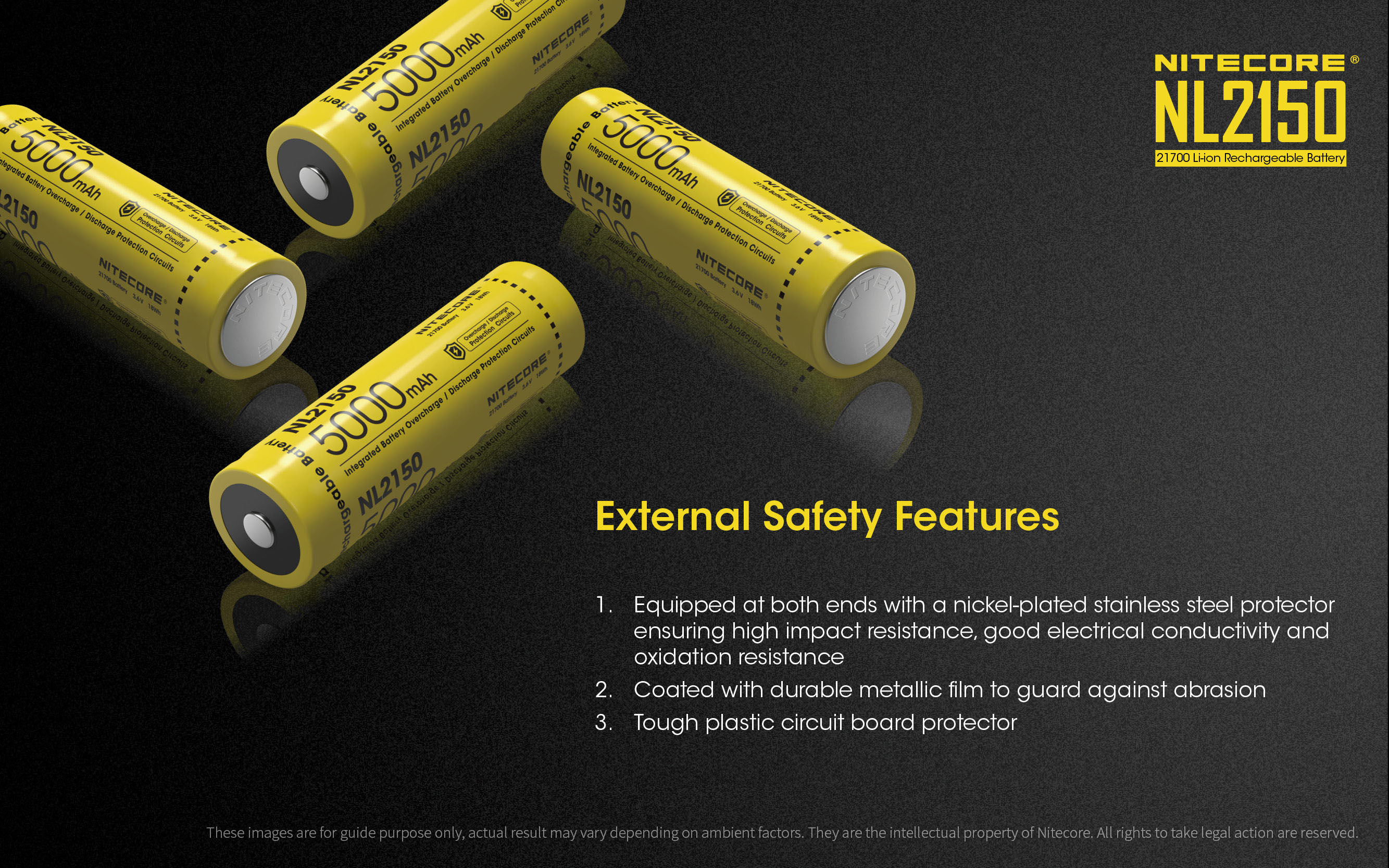 NITECORE 5000MAH RECHARGEABLE 21700 LI-ION BATTERY