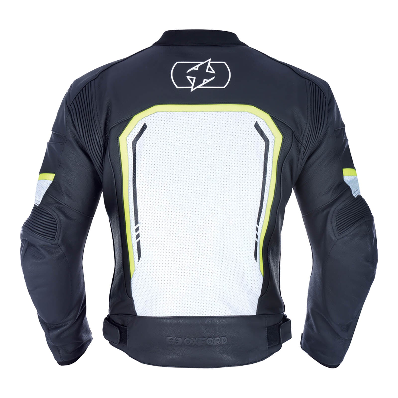 Oxford Strada Leather Jacket - Black / White / Fluro