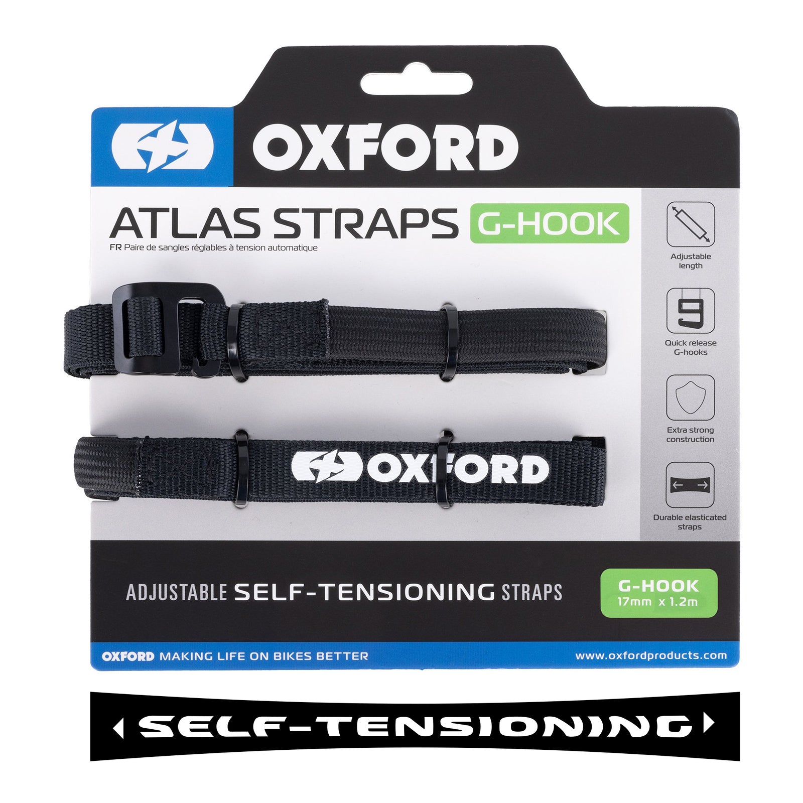 Oxford Atlas G-Hook 17mm x 1.2m - Black (Pair)