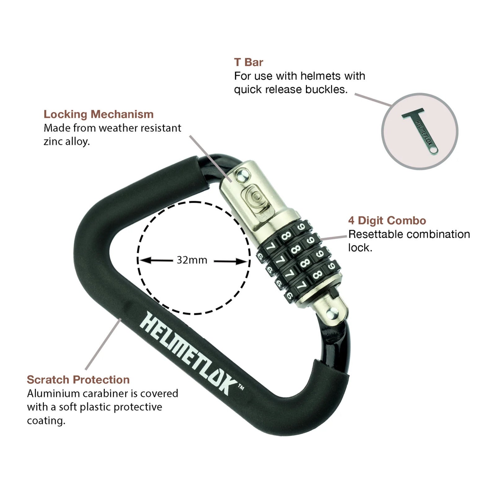 Rocky Creek HelmetLok and Stainless Steel T-Bar Combined
