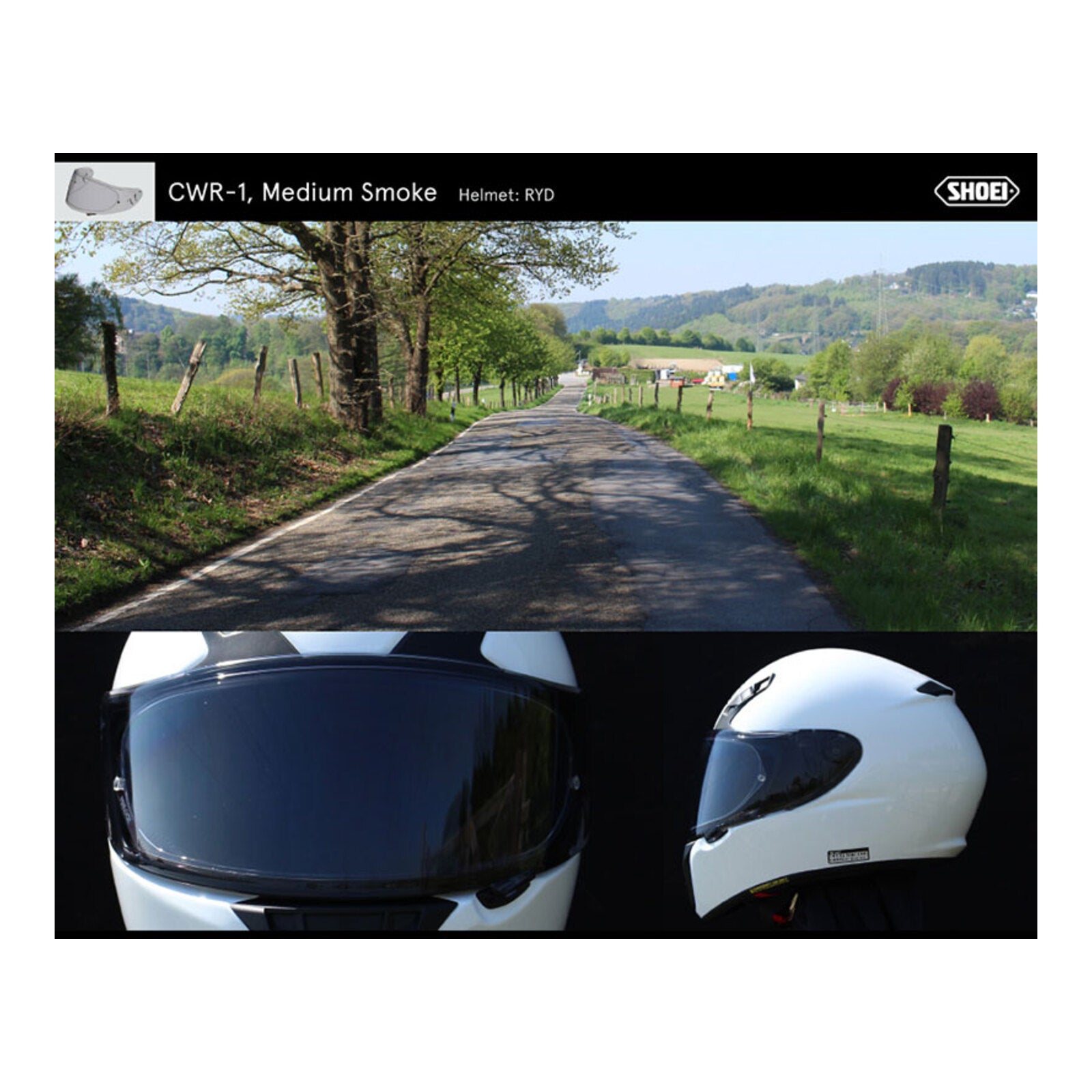 Shoei Visor NXR Ryd (X-Spirit 3 CWR-1) with Pin - Mellow Smoke E6