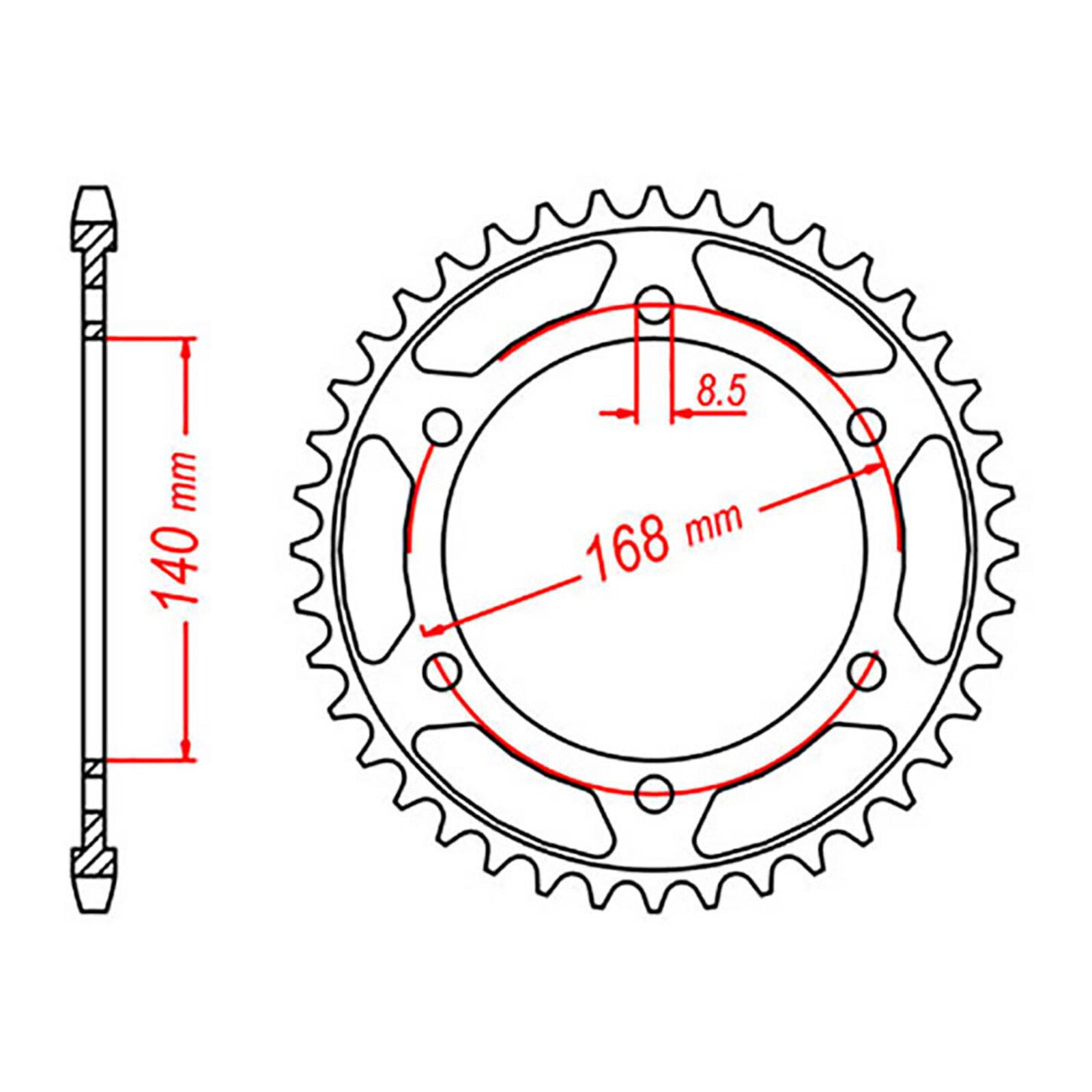MTX 006 Steel Rear Sprocket #525 (8.5mm)