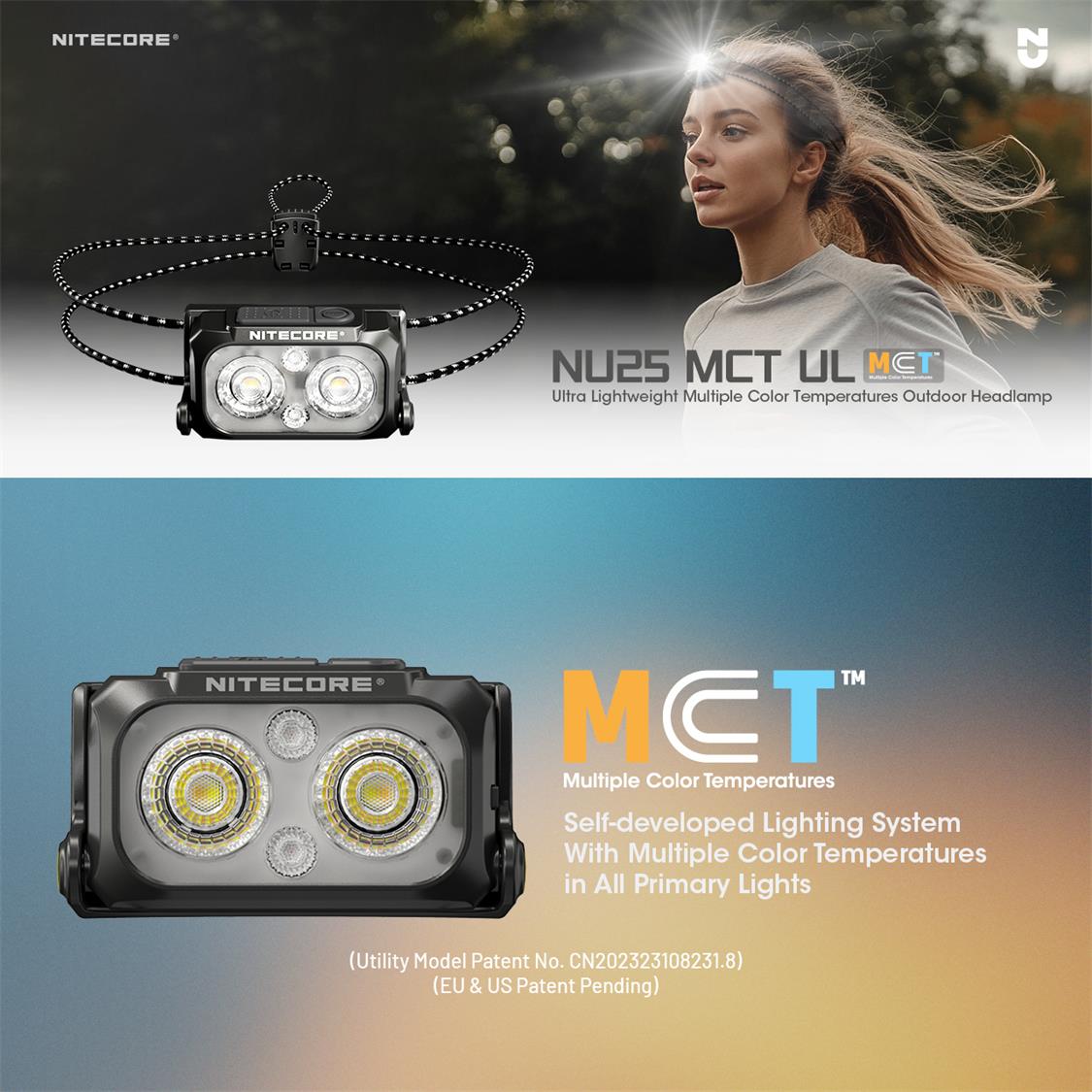 NITECORE USB C 400 LUMENS LED MCT ULTRA LIGHTWEIGHT HEADLAMP TORCH BLACK
