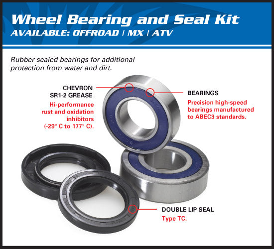 WHEEL BEARING KIT REAR ALL BALLS KAWASAKI KLX110 02-21 KLX110L 10-21 SUZUKI DRZ110 03-06