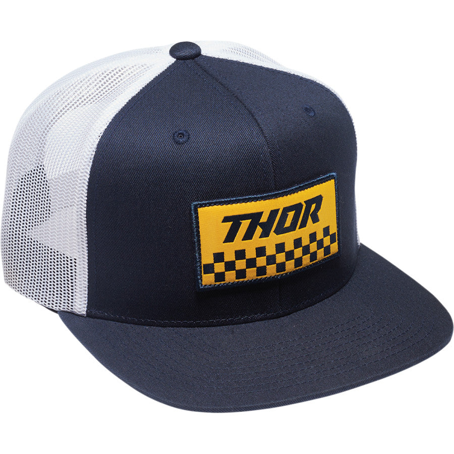 HAT THOR CHECKERS TRUCKER SNAPBACK NAVY / WHITE ONE SIZE