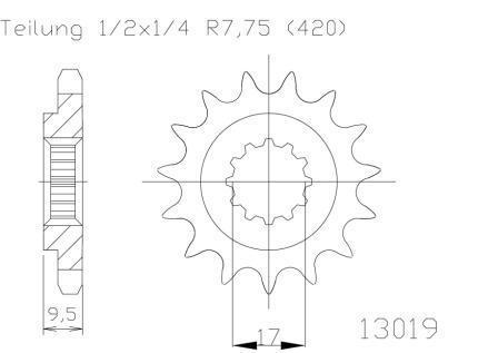 SPROCKET FRONT MOTO-MASTER KTM 60SX 98-01 65SX 98-20 HUSQVARNA CR65 12-14 TC65 17-20 14T