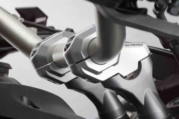 BARBACK HANDLEBAR RISER SW MOTECH FOR TAPER HANDLEBARS 28 MM. UP 30 MM. BACK 22 MM. SILVER