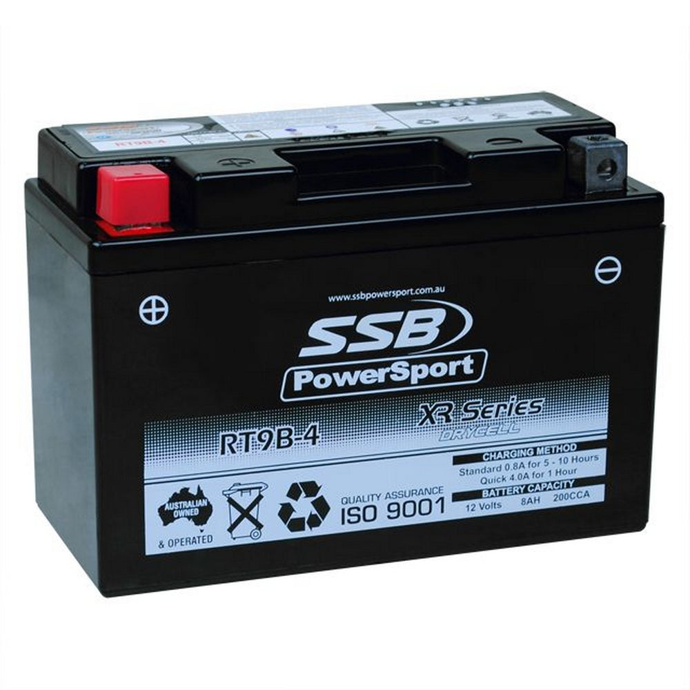 MOTORCYCLE AND POWERSPORTS BATTERY (YT9B-4) AGM 12V 0.8SAH 200CCA BY SSB HIGH PERFORMANCE
