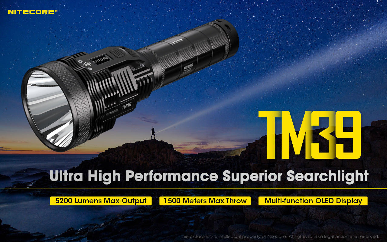NITECORE TM39 5200 LUMEN LONG THROW RECHARGEABLE TORCH + ADAPTOR