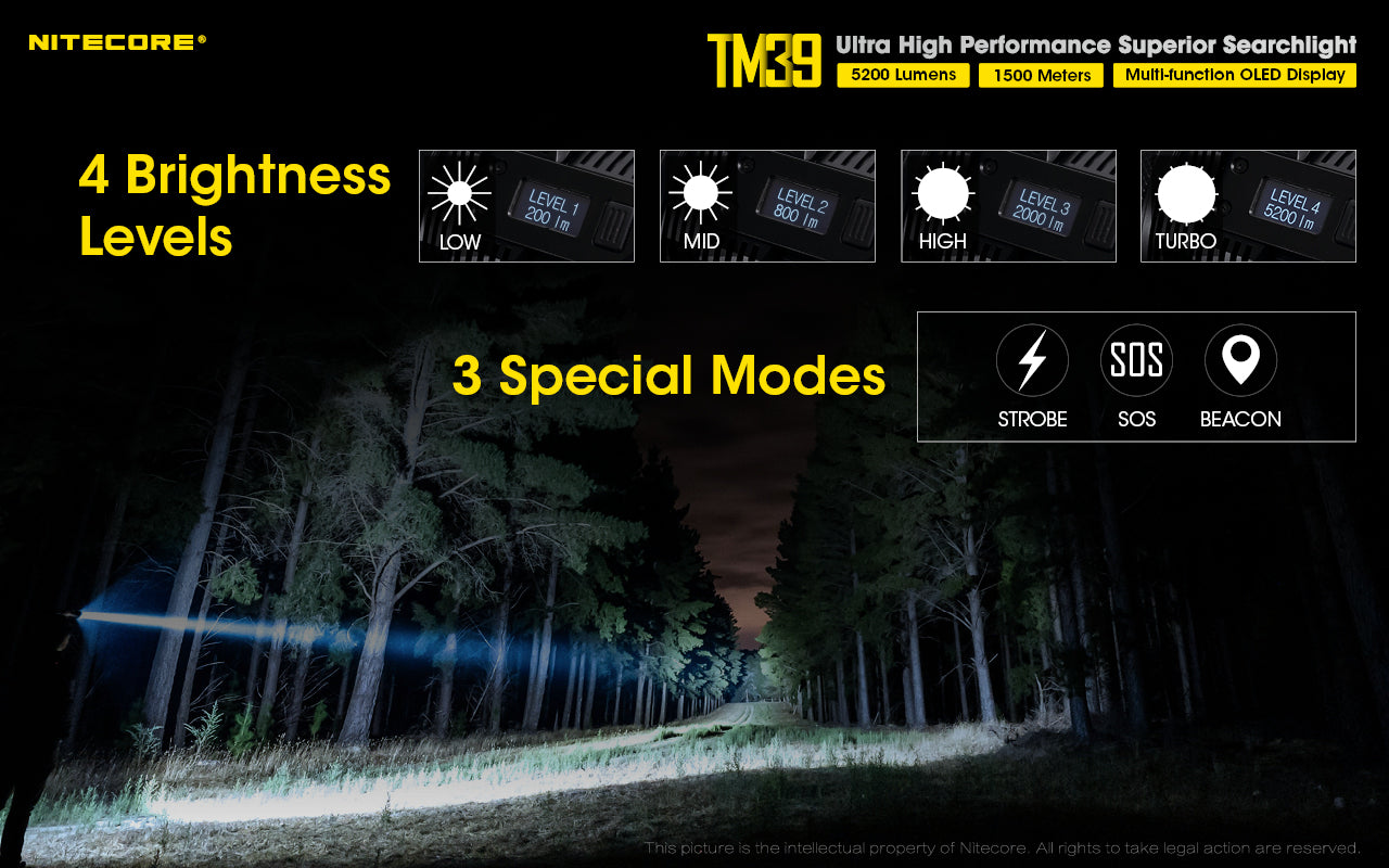 NITECORE TM39 5200 LUMEN LONG THROW RECHARGEABLE TORCH + ADAPTOR