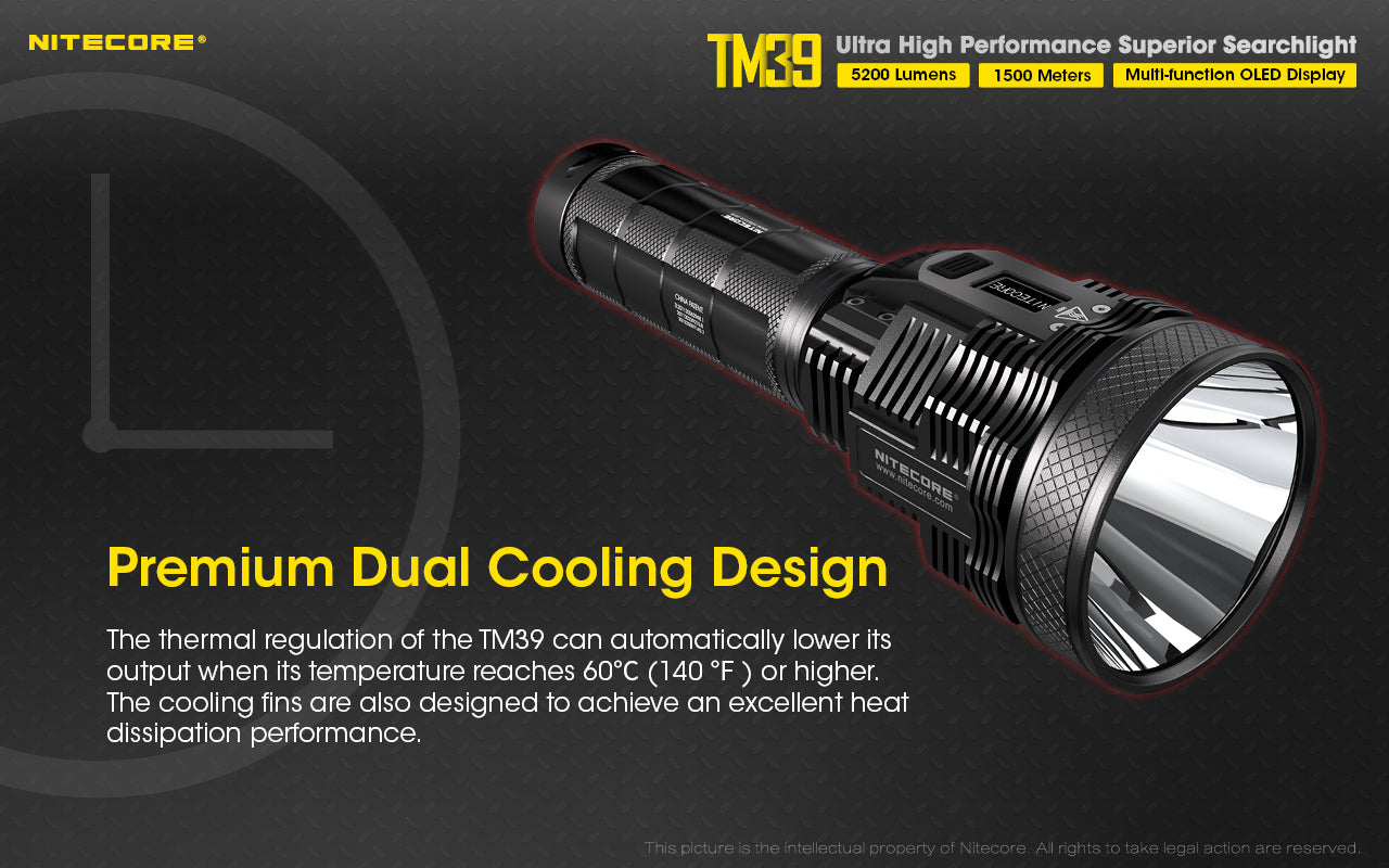 NITECORE TM39 5200 LUMEN LONG THROW RECHARGEABLE TORCH + ADAPTOR