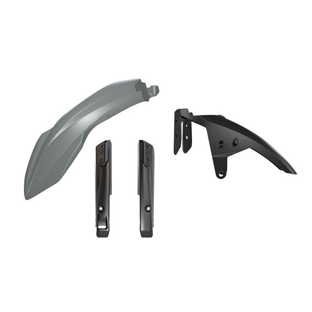 PLASTICS RTECH 3 PIECE FRONT FENDER & FORK GREY BLACK YAMAHA XT700Z TENERE 19-24