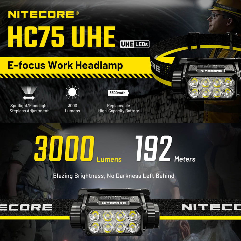 NITECORE 3000 LUMEN USB RECHARGEABLE LED HEADLAMP TORCH
