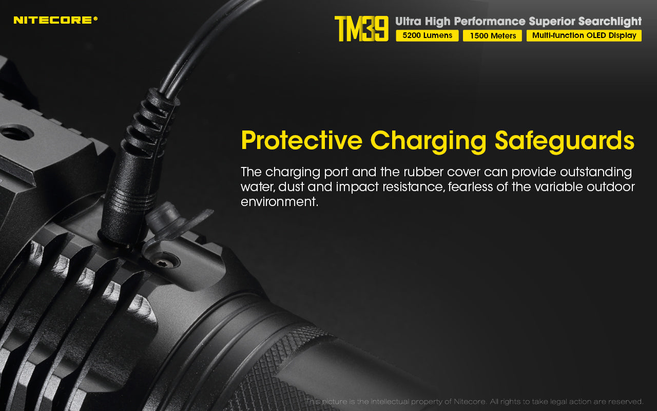 NITECORE TM39 5200 LUMEN LONG THROW RECHARGEABLE TORCH + ADAPTOR