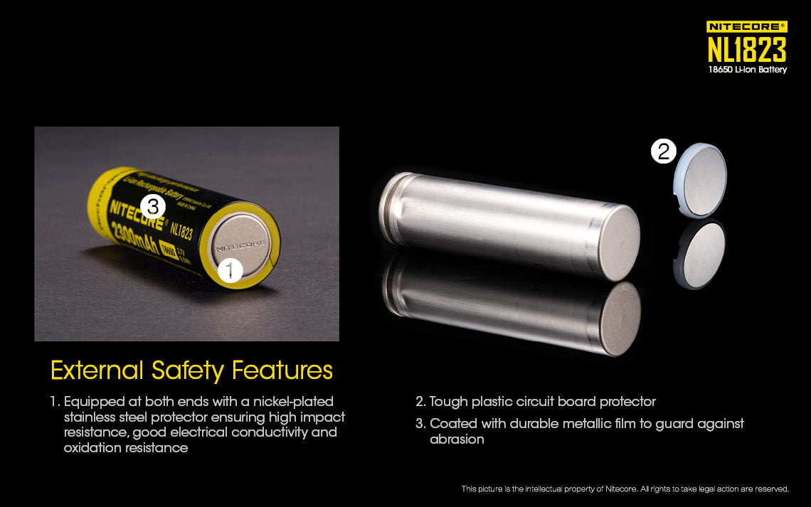 NITECORE LI-ION RECHARGEABLE BATTERY 18650 (3.7v / 2300mAh)