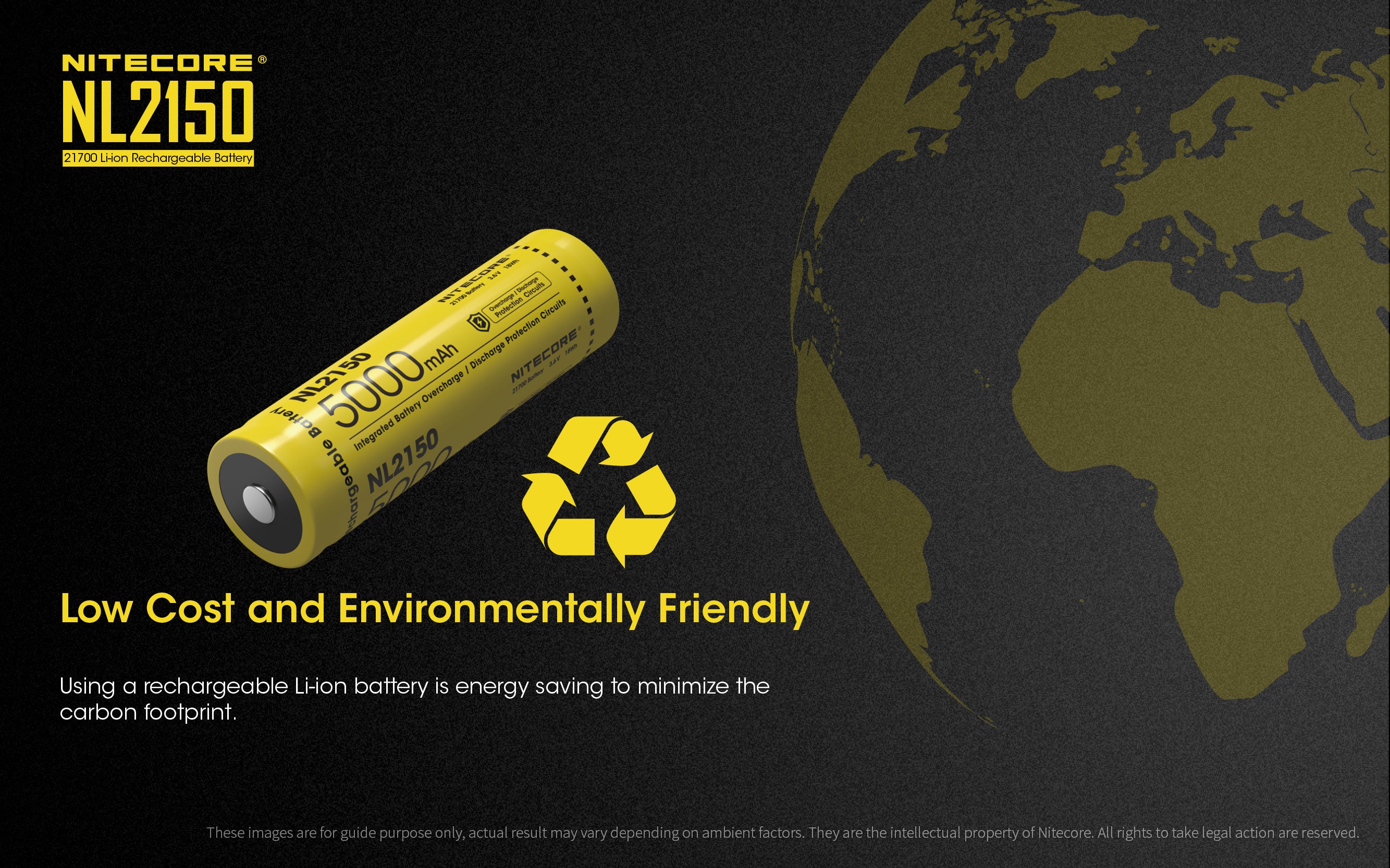 NITECORE 5000MAH RECHARGEABLE 21700 LI-ION BATTERY