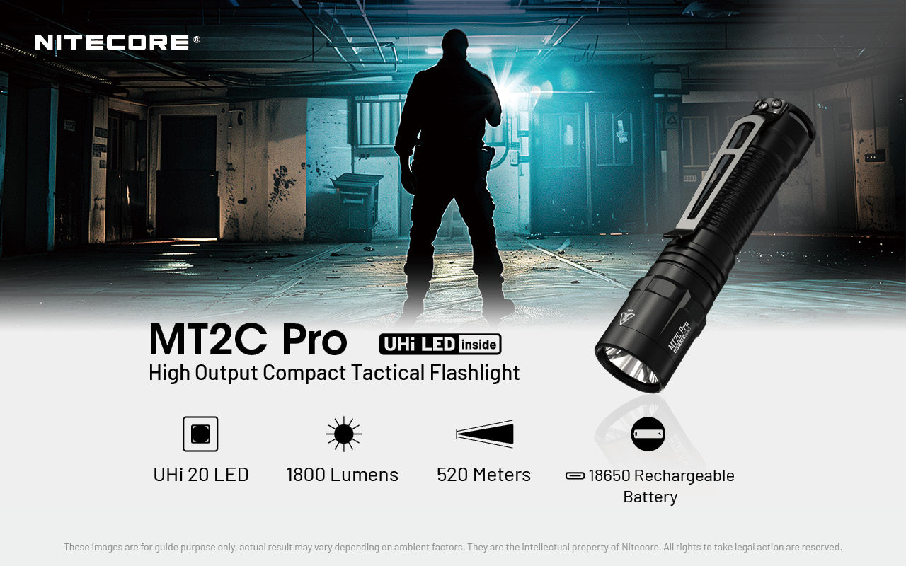 NITECORE MT2C PRO 1800 LUMENS USB RECHARGEABLE ULTRA LIGHTWEIGHT TACTICAL TORCH