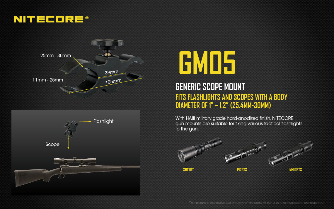 NITECORE TORCH GUN MOUNT ADJUSTABLE