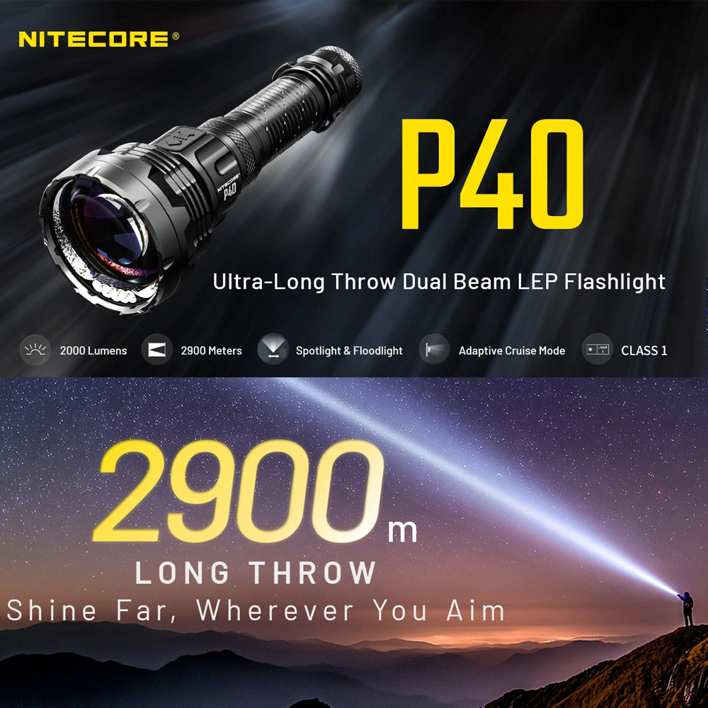 NITECORE P40 2000 LUMEN LONG THROW TORCH