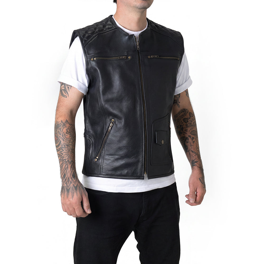 PALLAS NIGHT DRAGON LEATHER VEST [BLACK]