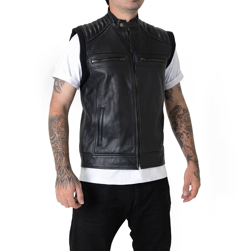 PALLAS STREET RIDE LEATHER VEST [BLACK]