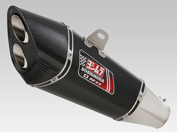YM-170-571-5520 - Yoshimura R-11 dual exit slip-on for 2011 onwards Suzuki GSX-R600 and GSXR-750 in stainless steel with metal magic cover