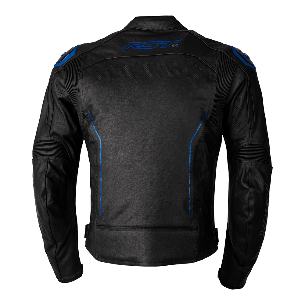 RST S1 LEATHER JACKET [BLACK/GREY/NEON BLUE]