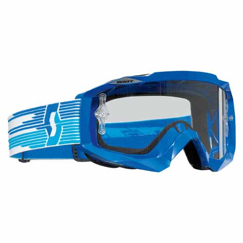 Scott Hustle blue goggles with works AFC clear lens