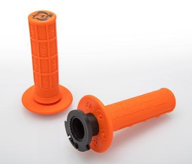 DEFY MX LOCK ON GRIPS 1/2 WAFFLE SOFT COMPOUND, INCLUDES 2 STROKE & MINI BIKE THROTTLE CAMS ORANGE