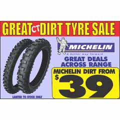 Great tyre sale - MICHELIN DIRT from $39