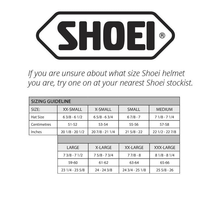 Shoei Size Guideline