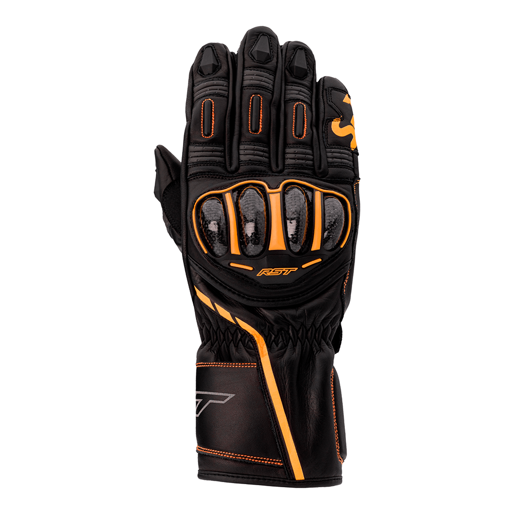 RST S1 LEATHER GLOVE [BLACK/GREY/NEON ORANGE]