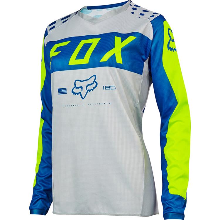 Fox women's 180 jersey in grey and blue colourway