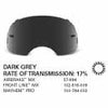 SAMPLE PICTURE - Oakley Dark Grey High Impact MX lens - for Airbrake (OA-57-994), Front Line (OA-102-516-009) and for Mayhem Pro (OA-100-744-002) goggles - have a 17% rate of transmission