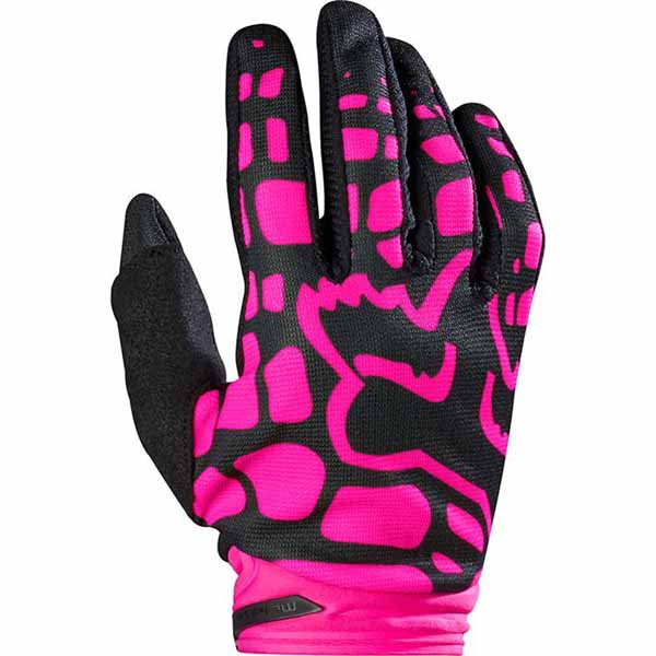 Fox youth girls' Dirtpaw Race gloves in black and pink colourway