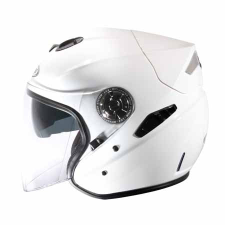 Zeus 608E white helmet features a red LED light that is built into the rear vent system