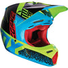 Fox V3 adult offroad/dirt Divizion helmet in blue and yellow colourway