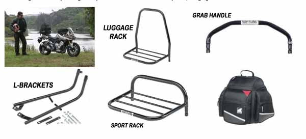 The Ventura system has L-brackets, pack rack, sport rack, grable handles which are bike specific and designed to go with their range of packs