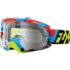 Fox Airspace Division adult offroad/dirt goggles in yellow/blue colourway with clear lens