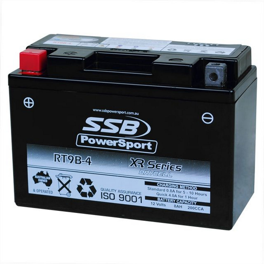 MOTORCYCLE AND POWERSPORTS BATTERY (YT9B-4) AGM 12V 0.8SAH 200CCA BY SSB HIGH PERFORMANCE